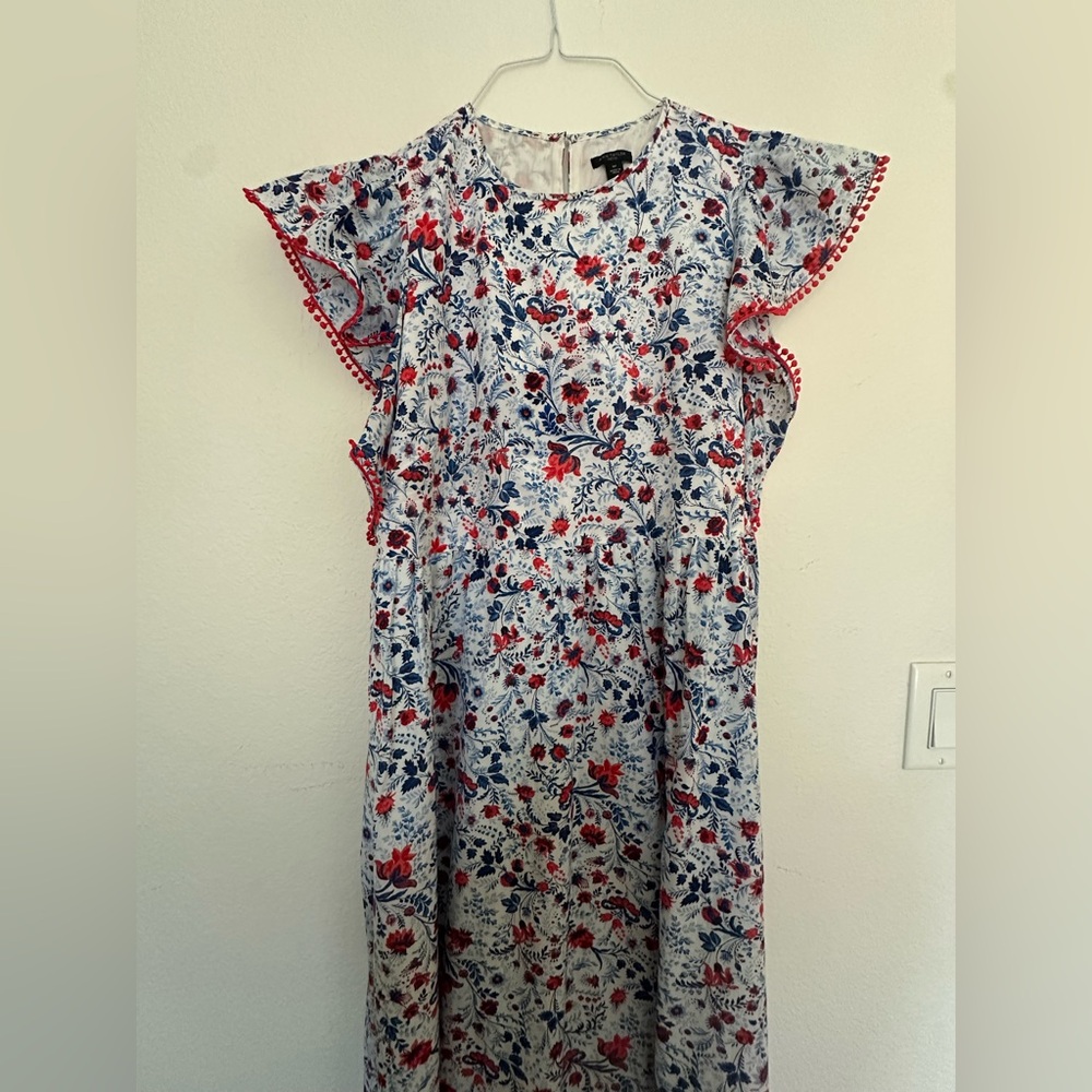 Ann Taylor Red and Blue Ruffled Tiered Sundress